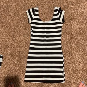 Navy blue and light blue stripped cotton dress
